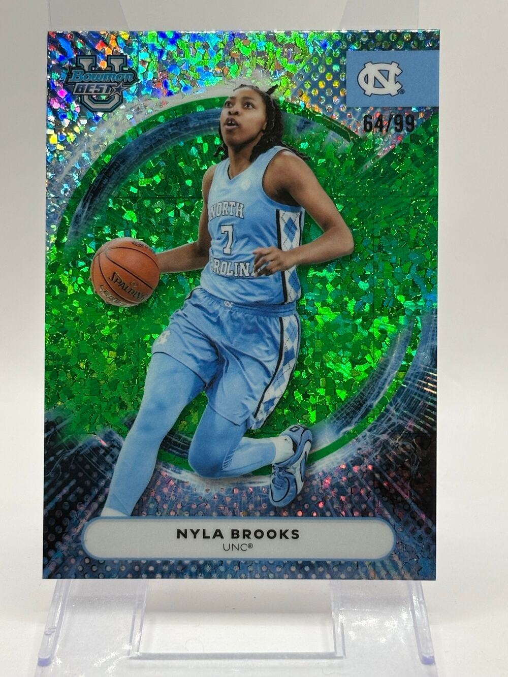 2025-26 Bowman Best U NYLA BROOKS Green Mini Diamond Refractor 64/99 SP UNC
